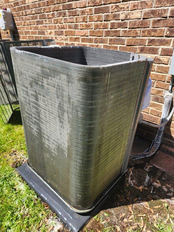 Completed scheduled prepaid maintenance tune-up on residential cooling system. Performed comprehensive inspection of outdoor condenser unit and indoor air handler components. Condenser unit showed weathering and algae growth on exterior surfaces but was operating within normal parameters. Inspected evaporator coil assembly, blower motor, and refrigerant lines inside air handler. Verified proper operation of all electrical connections and controls. Checked refrigerant pressures and airflow. System confirmed to be functioning properly with no immediate service needs identified. Routine maintenance completed per service agreement specifications.