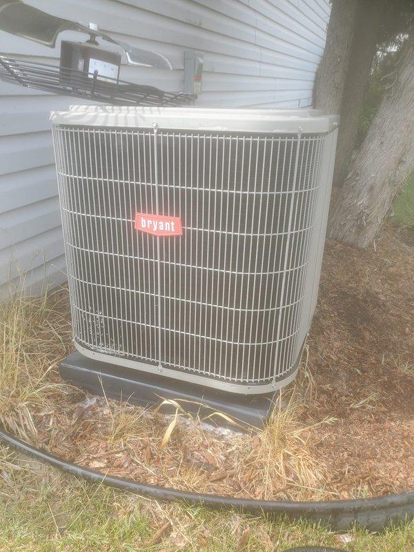 Completed routine seasonal cooling maintenance on Bryant air conditioning system under Worry Free Service Agreement. Performed comprehensive inspection of outdoor condensing unit and indoor air handler components, including visual assessment of refrigerant lines, electrical connections, and condensate drainage system. Verified proper operation of all system components, checked for moisture accumulation in confined space installation, and confirmed equipment is functioning within normal parameters for upcoming cooling season.