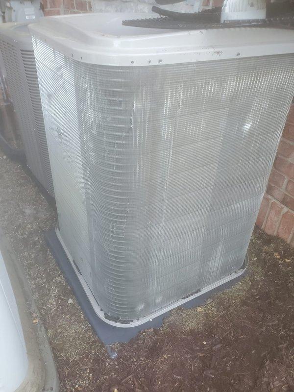 Performed preventive maintenance on two residential air conditioning systems rated at 10 and 12 SEER. Inspected indoor evaporator coil assembly with condensate drainage system and verified proper operation of copper refrigerant lines. Serviced outdoor condensing units, checked airflow through cabinet louvers, and confirmed both systems operating within normal parameters.