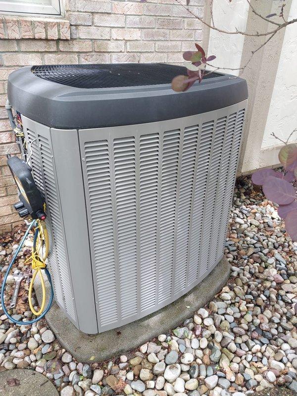 Completed comprehensive cooling season maintenance on residential air conditioning system. Performed full system inspection including electrical connections, refrigerant lines, condenser coil cleaning, and control board verification. All components operating within manufacturer specifications with no deficiencies noted.