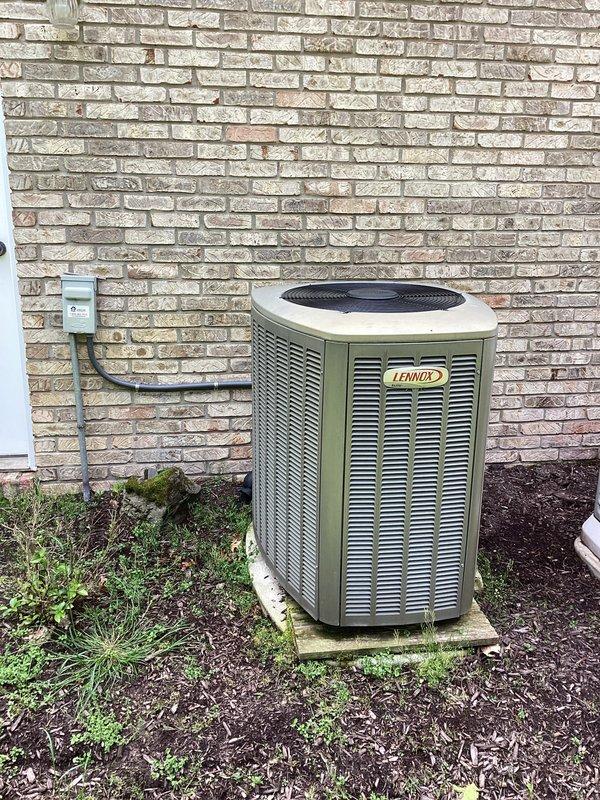 Conducted site evaluation and prepared estimate for complete air conditioning system replacement. Assessed existing Lennox outdoor condenser unit and indoor air handler equipment, documented current installation configuration including electrical disconnect, concrete pad placement, and clearances. Provided comprehensive replacement quote for new 12 SEER cooling system to replace aging equipment.