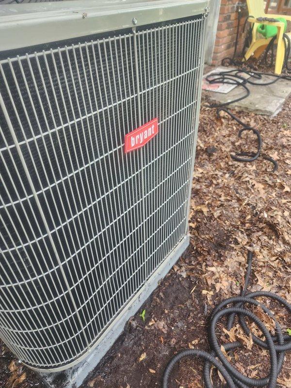 Completed comprehensive maintenance tune-up on dual Bryant air conditioning system. Performed standard preventative maintenance procedures including inspection of condenser coils, capacitor testing, electrical connection verification, and overall system operation assessment. Both outdoor condenser units were found to be in proper working condition with all components functioning as designed.