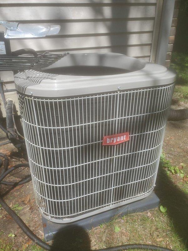 Completed routine preventive maintenance on Bryant air conditioning system. Performed standard inspection of outdoor condenser unit, verified proper operation of all components, and checked condensate drain system for proper drainage and functionality. Unit operating within normal parameters with no issues identified during this scheduled maintenance visit.