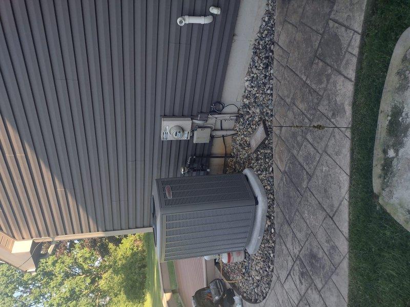 Completed full HVAC system installation including Lennox furnace, air conditioning unit, Air Scrubber air purification system, and S40 smart thermostat. The outdoor condensing unit was professionally positioned on concrete pad with proper clearances, connected via conduit to indoor components, with all electrical connections completed to code and system tested for optimal performance.