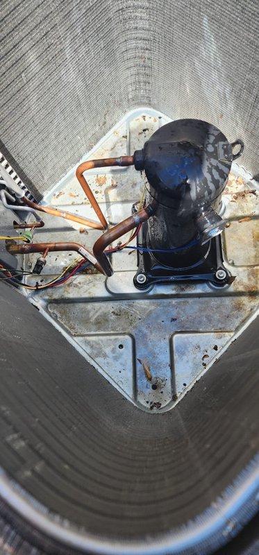 Completed scheduled prepaid furnace maintenance tune-up on heating system following full winter season of operation. Performed comprehensive inspection of all furnace components, including heat exchanger, blower assembly, and evaporator coil which showed moderate dust and debris accumulation requiring attention. Inspected compressor unit, refrigerant lines, and electrical connections, noting normal operational wear with minor surface corrosion on base components typical of seasonal use. All systems operational and ready for continued service.