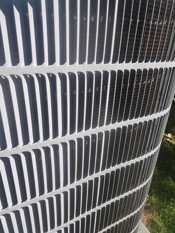 Completed preventative maintenance on outdoor air conditioning condenser unit. Performed system diagnostics using digital manifold gauges, recording refrigerant pressures at 99.7 psig low side and 239.2 psig high side with 5.5°F superheat. Inspected condenser coil fins, which were found to be clean and in good condition with proper airflow. Verified unit operation and all measured parameters within normal operating range for cooling season performance.
