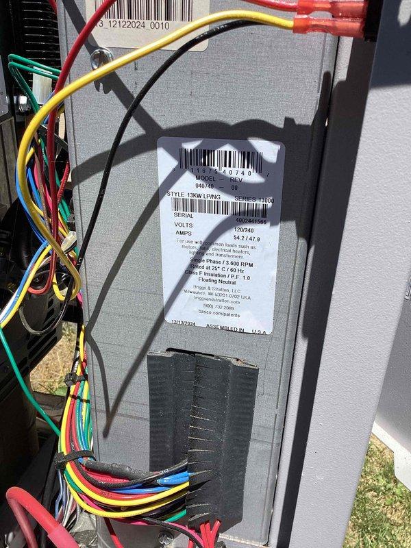 Performed scheduled preventive maintenance on 35KW LP/NG standby generator system. Conducted comprehensive inspection of generator unit, verified all electrical connections, and tested dual-run capacitors for proper operation. Completed simultaneous air conditioning system maintenance as part of coordinated service call, ensuring both critical systems were serviced efficiently during single visit.