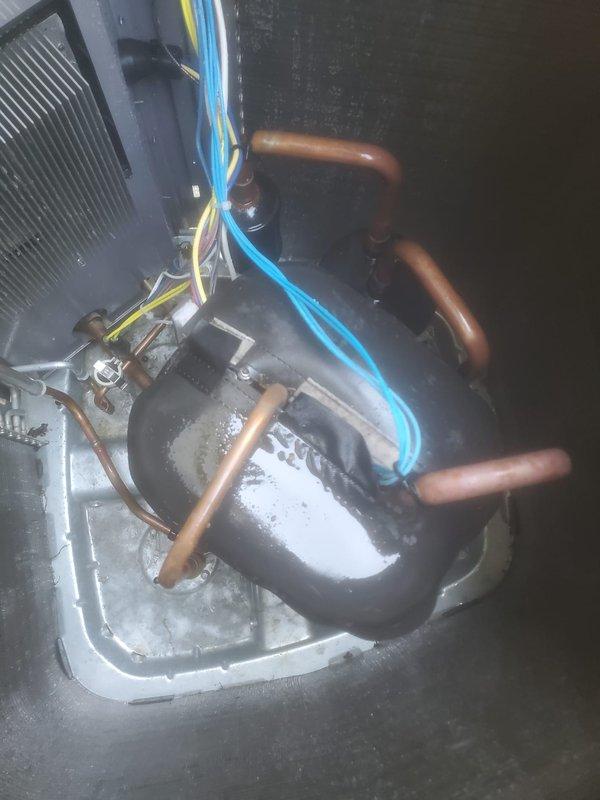 # HVAC Cooling System Maintenance and Tune-Up

Performed comprehensive preventive maintenance tune-up on residential split-system air conditioning unit. Upon arrival, system was operational but indoor evaporator coil exhibited significant frost and ice accumulation on compressor components and condensate pan, indicating potential airflow restriction or refrigerant charge concerns.

Conducted thorough inspection of outdoor condensing unit, noting debris accumulation around base and exterior cabinet. Cleaned condenser coil fins to restore proper airflow and heat exchange efficiency. Verified proper unit levelness on concrete pad and cleared surrounding area of leaves and organic debris.

Addressed indoor evaporator coil icing issue by checking system airflow, filter condition, and refrigerant pressures. Monitored system operation to ensure proper defrost cycle and adequate air circulation across coil surfaces. Inspected refrigerant lines for proper insulation and secure connections at bo