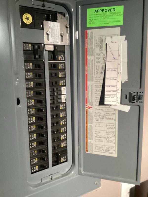 Assessed non-functional 6-year-old Goodman air conditioning unit with failed compressor located on exterior concrete pad against brick wall. Evaluated existing electrical service at breaker panel and documented current system configuration including refrigerant lines and drainage piping. Provided comprehensive replacement estimate for new AC system to restore residential cooling capacity.