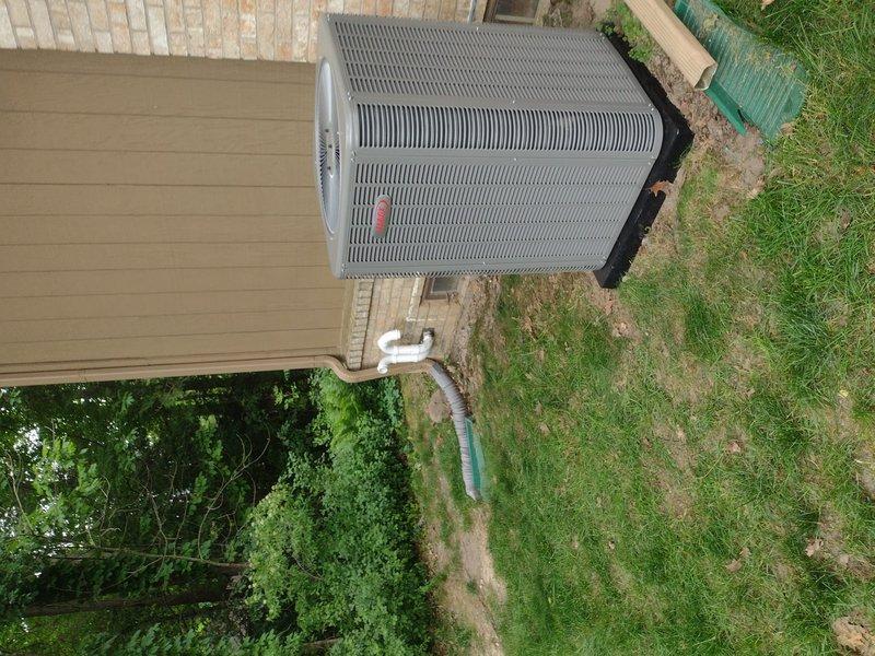Completed full HVAC system installation including Lennox furnace, air conditioner, and humidifier. The outdoor condenser unit was positioned on a concrete pad adjacent to the residence with proper clearances maintained, refrigerant lines and electrical connections established, and condensate drainage routed via PVC piping. All components were installed to manufacturer specifications, system tested for proper operation, and site cleaned upon completion.