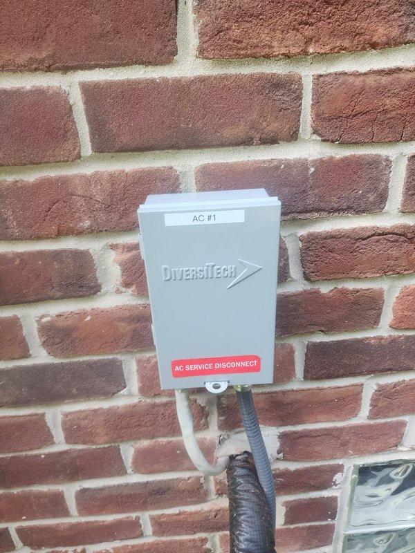 Completed warranty service on dual air conditioning system electrical disconnects. Properly labeled both AC disconnect boxes as "AC #1" and "AC #2" for clear identification. Corrected incomplete wiring connections by properly terminating and securing all electrical conductors with appropriate lugs. Replaced one standard disconnect with a fused disconnect box to meet code requirements and provide enhanced overcurrent protection. Installed required "AC SERVICE DISCONNECT" safety labels on both units per NEC standards. Verified all conduit connections, documented installation with photographs, and submitted follow-up documentation as required.