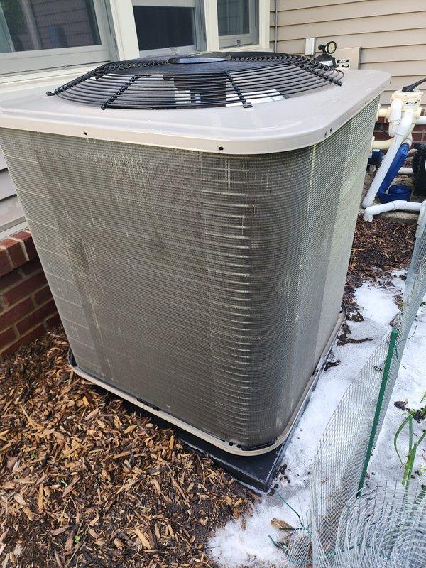 Completed scheduled preventive maintenance on residential air conditioning system under Worry Free Service Agreement. Performed comprehensive inspection of outdoor condenser unit, verified proper operation of compressor and fan motor, and assessed refrigerant line connections. Interior components including evaporator coil and drain pan were inspected, showing normal operational wear with accumulated debris typical of standard use.
