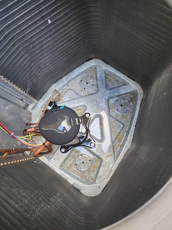 Completed scheduled cooling season preventive maintenance on residential split system air conditioning unit. Performed comprehensive inspection of outdoor condenser unit including coil condition assessment, verified proper clearances and airflow, and inspected condensate pump assembly with drain pan for proper operation and drainage functionality. Unit operating within normal parameters with all components functioning as designed.