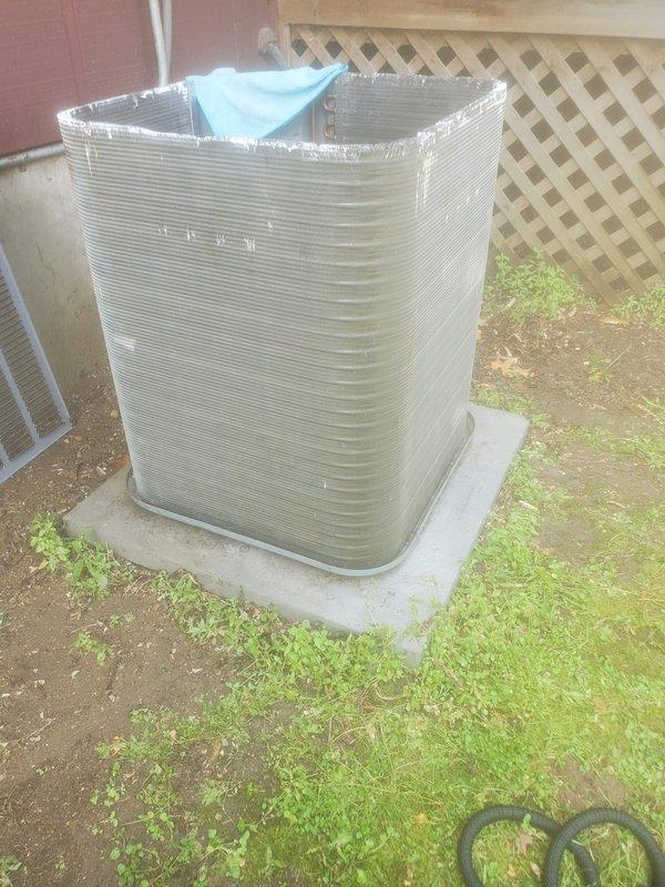 Completed routine AC Maintenance 1-3 service on residential split system. Inspected outdoor condenser unit and indoor evaporator coil assembly, verified proper operation of all components, checked refrigerant lines and connections, and confirmed condensate drain pan is collecting moisture appropriately with drain system functioning as designed.