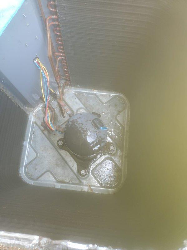 Completed routine AC Maintenance 1-3 service on residential split system. Inspected outdoor condenser unit and indoor evaporator coil assembly, verified proper operation of all components, checked refrigerant lines and connections, and confirmed condensate drain pan is collecting moisture appropriately with drain system functioning as designed.