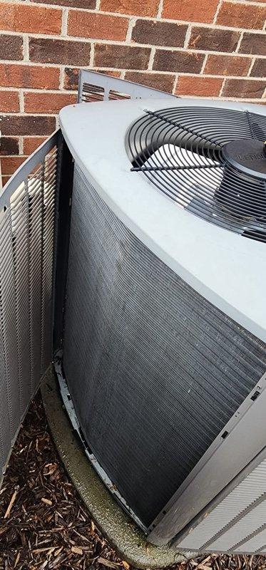 Completed scheduled AC maintenance on residential condensing unit. Connected diagnostic gauges to measure system pressures and temperatures, verifying proper refrigerant charge and operating parameters. All readings within manufacturer specifications. Inspected condenser coil, fan operation, and electrical connections. Unit operating efficiently with no issues identified.