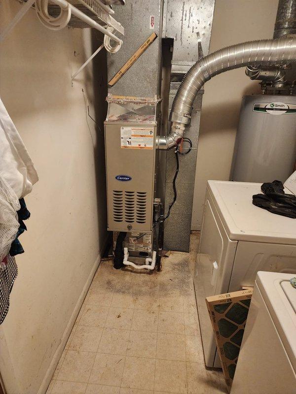 Completed installation of Bryant air conditioning system, including replacement of refrigerant line-set and installation of new dedicated electrical circuit for the outdoor condensing unit. All equipment tested and operational upon completion, with system achieving proper cooling performance and refrigerant pressures within manufacturer specifications.