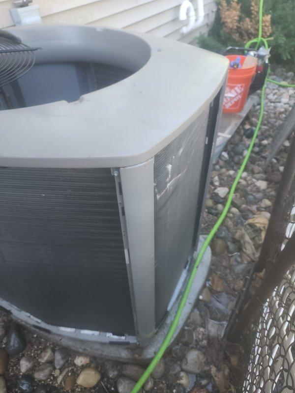 Completed routine preventative maintenance on residential air conditioning system under Worry Free Service Agreement. Performed comprehensive inspection of outdoor condensing unit, including fan motor assembly, condenser coils, and protective housing components. Verified proper operation of top-mounted fan, checked electrical connections, and confirmed unit functionality for optimal cooling performance.
