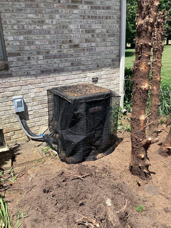 Provided comprehensive estimate for complete HVAC system replacement including both air conditioning and furnace units for 28-year-old equipment that has reached end of service life. The existing AC unit is non-operational while the furnace remains functional but requires replacement due to age and efficiency concerns. Assessed basement-located furnace with vertical ductwork configuration and exterior-mounted condenser unit positioned on concrete pad against brick exterior wall, documenting equipment specifications and installation requirements for proposed system upgrade.
