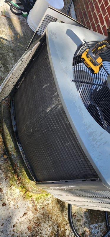 Completed comprehensive cooling system tune-up on outdoor HVAC unit. Performed standard maintenance protocol including inspection of condenser unit, fan assembly, and blower wheel components. System tested and confirmed operational with all components functioning within normal parameters at time of service completion.