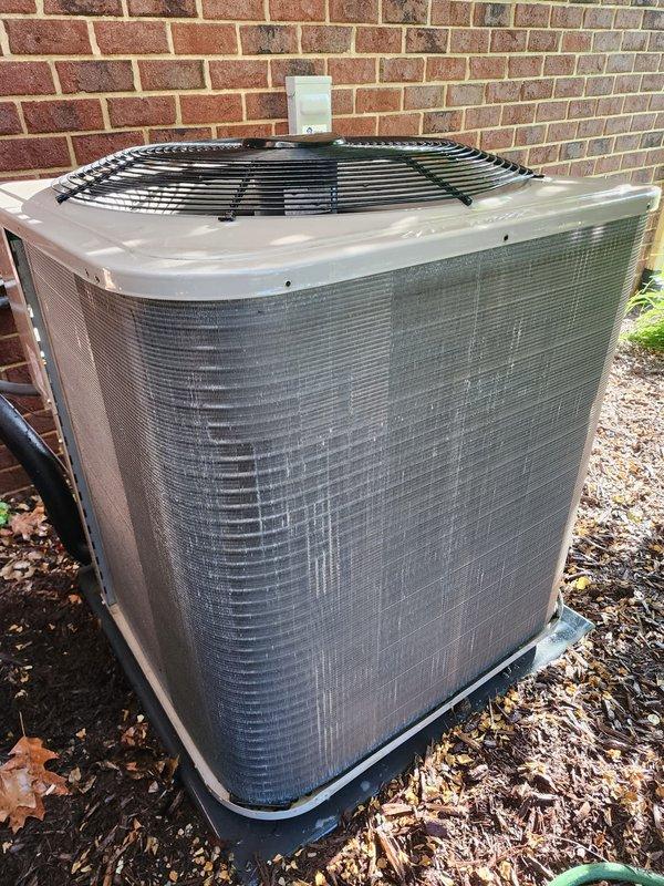 Completed comprehensive cooling system maintenance and tune-up on residential HVAC unit. Performed thorough inspection of outdoor condenser unit, verified proper operation of compressor and fan motor, cleaned condenser coils and protective mesh grilles, and confirmed adequate airflow through unit. Inspected indoor air handler components including evaporator coil assembly, condensate drain pan, and condensate pump system. Verified proper drainage, checked refrigerant lines for leaks and proper insulation, and tested all electrical connections and controls. Added condensate treatment tablets to drain pan to prevent algae growth and maintain clear drain lines. System tested and confirmed operating within normal parameters with no issues identified. All safety devices functioning properly and unit cycling correctly.