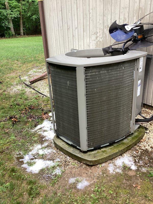Completed scheduled maintenance on residential air conditioning system and tankless water heater. Performed comprehensive inspection of outdoor condenser unit, cleaning coils and fins to ensure optimal airflow and heat transfer efficiency. Verified proper operation of compressor motor and electrical connections, checked refrigerant lines for leaks or damage. Inspected and serviced tankless water heater unit, examining internal components including burner assembly, heat exchanger, and electrical wiring connections. Removed debris and dust buildup from both systems to maintain peak performance throughout the cooling season.