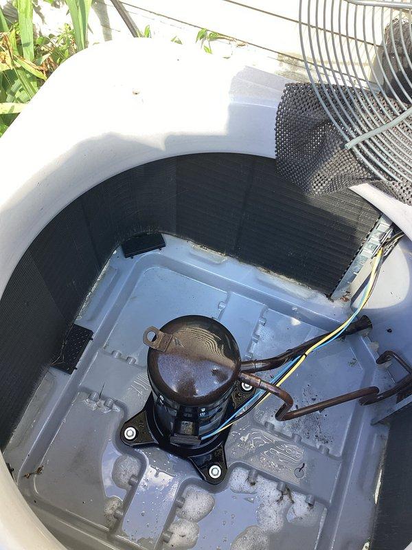 Responded to service call for air conditioning unit that experienced intermittent cooling issue. Performed comprehensive system inspection of outdoor condenser unit, including visual examination of compressor, electrical connections, and all accessible components. Verified proper operation of condenser fan motor and compressor unit. Inspected wiring connections, noting all electrical components secure with no signs of damage or deterioration. Checked condenser coil condition and confirmed adequate airflow around unit. System tested and found operating within normal parameters at time of service with no faults detected.