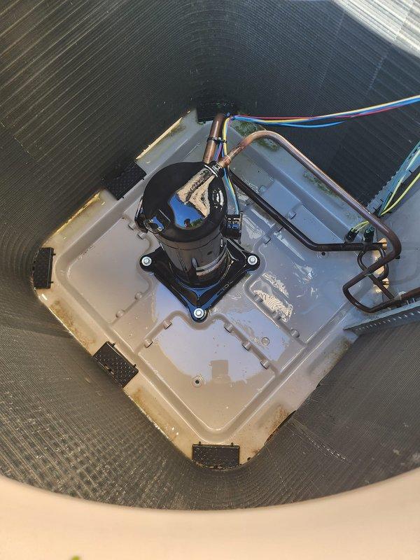 Completed comprehensive preventive maintenance on a 10-year-old residential air conditioning system. Performed full tune-up of outdoor condensing unit including inspection of compressor operation, refrigerant line connections, and electrical components. Verified proper fan motor operation, cleaned condenser coil fins, and checked unit mounting and vibration dampening pads. Inspected indoor air handler components including blower motor assembly, condensate drain pan, and drainage system. Examined refrigerant line insulation and electrical wiring connections for signs of wear or deterioration. All components found operating within normal parameters with no immediate service needs identified. System tested and confirmed cooling cycle functioning properly.