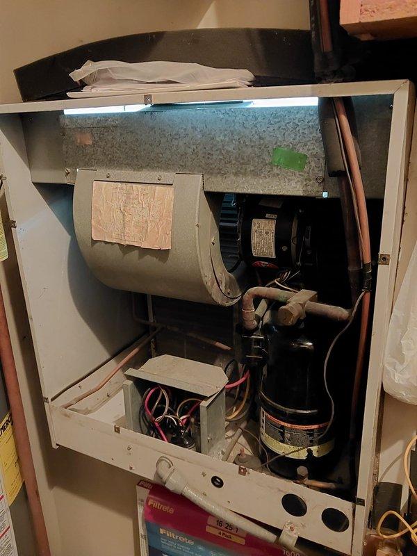 Completed comprehensive cooling system maintenance inspection on residential HVAC unit during scheduled service window. Performed thorough examination of all accessible components including blower assembly, motor, electrical connections, refrigerant lines, and control board. Verified proper operation of system components, inspected copper line connections for signs of wear or leakage, and confirmed electrical wiring integrity throughout the unit. System found to be operating within normal parameters with all components functioning as designed.