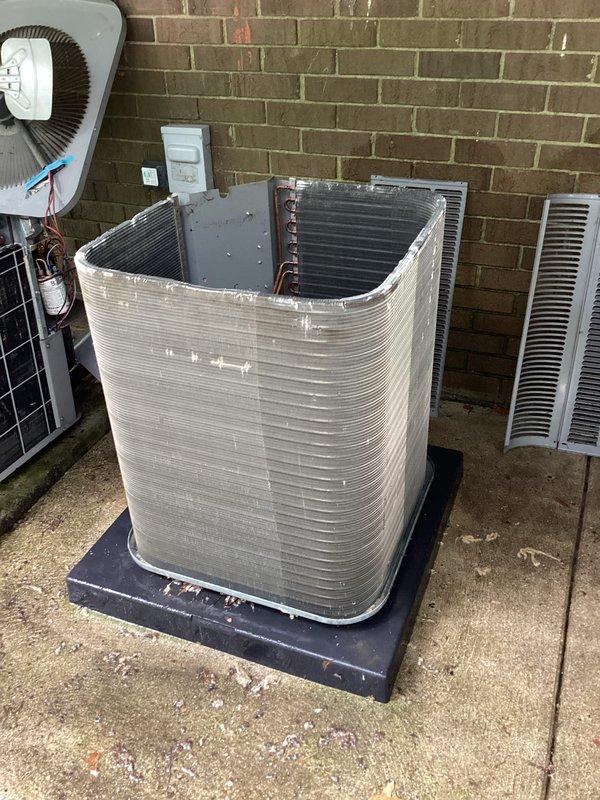 Completed routine preventative maintenance on two residential air conditioning systems. Performed comprehensive inspection of both outdoor condenser units, including removal of top panels to access internal components, inspection of electrical connections and wiring, examination of condenser coils for debris accumulation, and assessment of overall unit condition. Both systems were found to be operational with typical weathering consistent with outdoor exposure.
