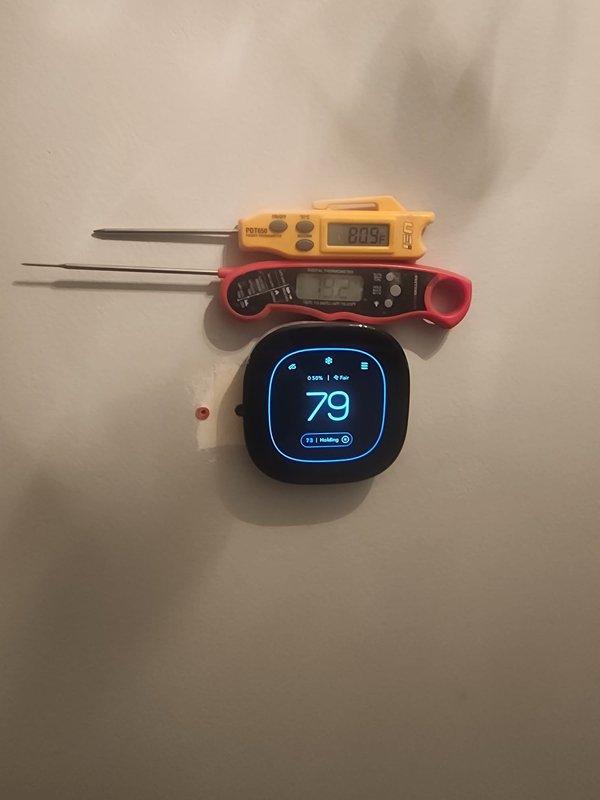 Responded to callback for air conditioning system not cooling. Upon arrival, performed diagnostic testing of system operation and verified temperature differential between supply and return air. Measured supply air temperature at 63.7°F and thermostat reading at 79°F, confirming inadequate cooling performance. Documented system conditions with temperature probes and multimeter readings to verify proper electrical operation and thermal performance of equipment.