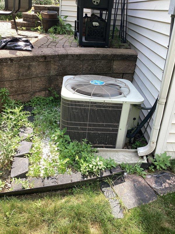 Completed comprehensive HVAC system evaluation for full replacement estimate at residential property. Assessed existing water heater installation in interior mechanical closet and outdoor air conditioning condenser unit, documenting current equipment condition, configuration, and accessibility for replacement planning. Provided detailed replacement options and recommendations based on existing system layout and customer requirements.