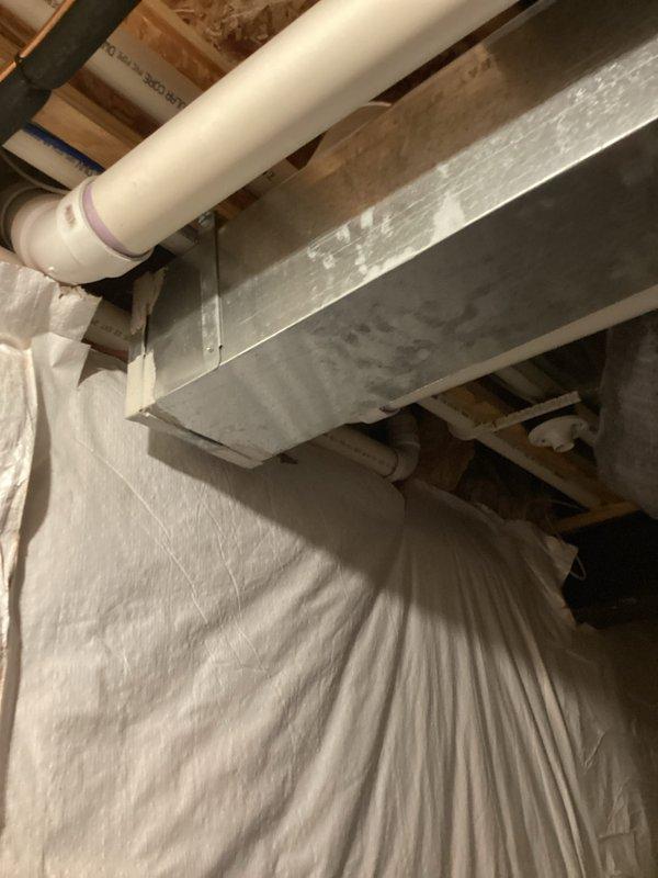 Completed furnace replacement estimate at residential property. Evaluated existing HVAC system installation in basement utility area, including assessment of current ductwork configuration, PVC condensate drain lines, electrical conduit routing, and copper refrigerant line connections. Documented system components and infrastructure with photographs to provide comprehensive replacement recommendations and equipment sizing requirements for customer consideration.