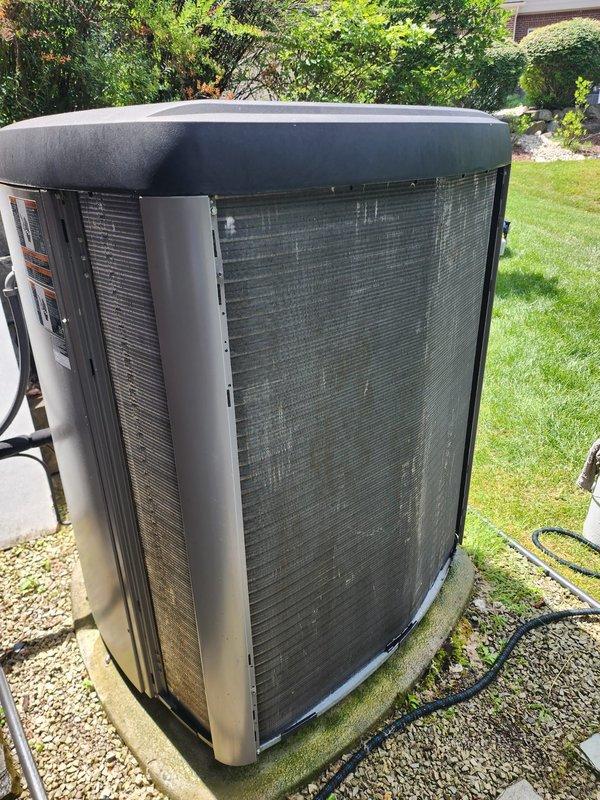 Completed preventive maintenance service on dual outdoor AC condenser units as part of Worry Free Service Agreement cooling season inspection. Both units were thoroughly inspected, including visual assessment of housing integrity, electrical connections, refrigerant lines, and overall operational condition. All equipment found to be in good working order with no visible damage, rust, or deterioration noted on either system.