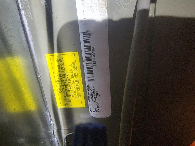 Responded to no cooling call on residential AC unit displaying error codes 1-5. Upon arrival, inspected system and documented equipment nameplate information and current installation conditions in unfinished basement mechanical room. Diagnosed multiple fault codes indicating potential issues with system operation requiring further troubleshooting of control board, sensors, and refrigerant circuit to determine root cause and restore cooling function.