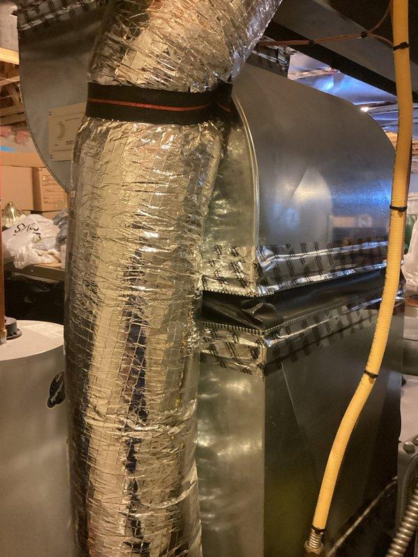 Provided comprehensive estimate for complete HVAC system replacement including furnace and air conditioning unit. Current 18-year-old system has non-operational AC component with deteriorated attic ductwork showing extensive insulation damage and tears throughout flexible duct runs. Natural gas furnace and associated equipment evaluated for replacement to restore full heating and cooling functionality.