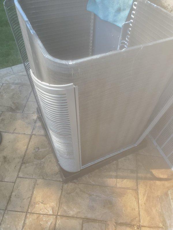 Completed scheduled preventive maintenance on residential air conditioning system. Performed comprehensive inspection of outdoor condensing unit, including visual assessment of cabinet condition, louver ventilation, and protective grille. Accessed internal compartment to inspect compressor, motor assembly, and refrigerant line connections. Verified electrical connections and wiring integrity. Unit cleaned and system operational upon completion of maintenance service.