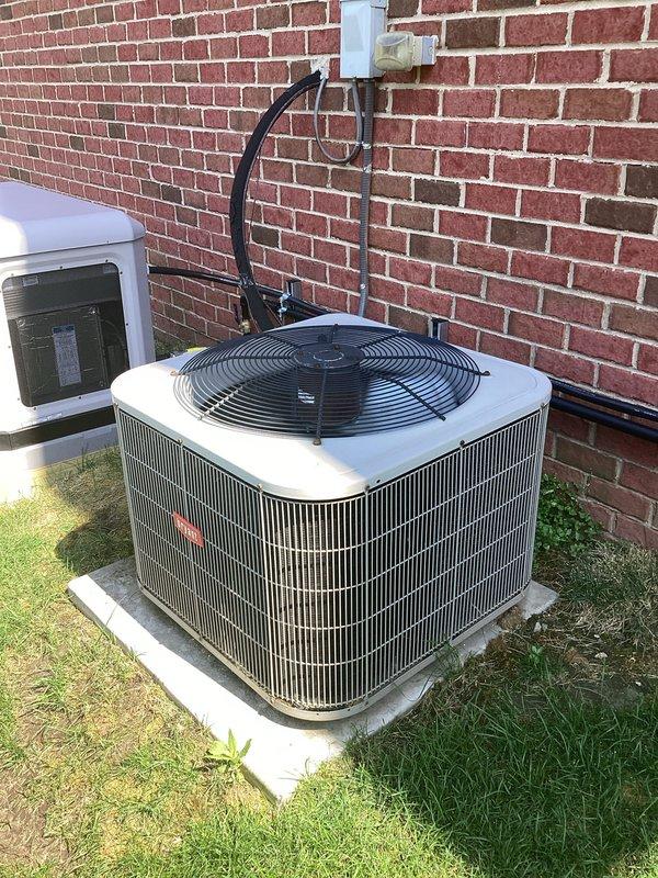 Performed comprehensive system evaluation on existing air conditioning condenser unit for replacement estimate. Current unit showing signs of requiring refrigerant charge, indicating potential leak or system inefficiency. Assessed outdoor condensing unit installation, noting existing concrete pad placement, refrigerant line routing, electrical disconnect configuration, and wall penetration points. Documented current equipment specifications including condenser housing condition, fan assembly access, and electrical service connections. Provided replacement options for 4-6 ton cooling capacity system based on existing installation parameters and customer requirements.