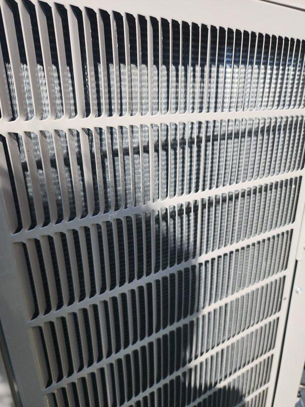 Completed scheduled AC maintenance on residential HVAC system. Inspected air return vent grille and verified proper airflow through multi-layered filtration system. Performed exterior condenser unit inspection, checking compressor operation, refrigerant line connections, electrical wiring integrity, and mounting hardware. All components found to be in good working condition with no issues identified during this preventive maintenance visit.