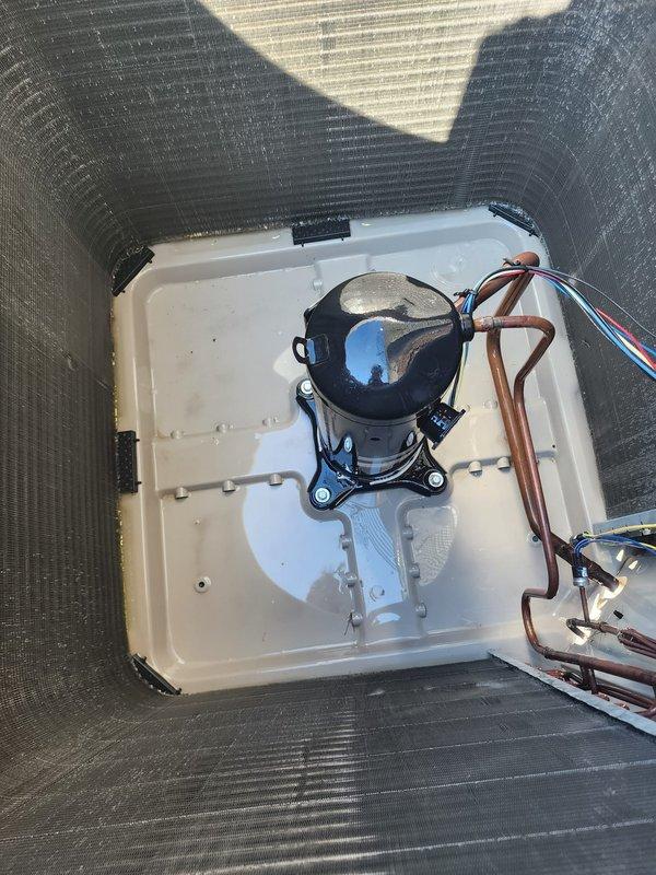 Completed scheduled AC maintenance on residential HVAC system. Inspected air return vent grille and verified proper airflow through multi-layered filtration system. Performed exterior condenser unit inspection, checking compressor operation, refrigerant line connections, electrical wiring integrity, and mounting hardware. All components found to be in good working condition with no issues identified during this preventive maintenance visit.