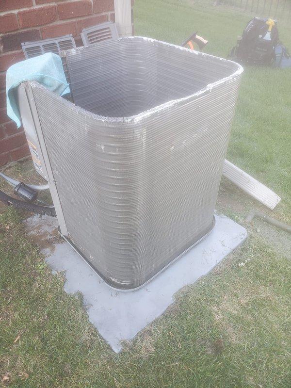 Completed routine cooling system maintenance and tune-up on residential HVAC unit during scheduled evening appointment. Performed comprehensive inspection of outdoor condenser unit, including refrigerant line examination, electrical connections, and condensate drainage system with reversing valve assembly. System tested and confirmed operating properly with all components functioning within normal parameters.