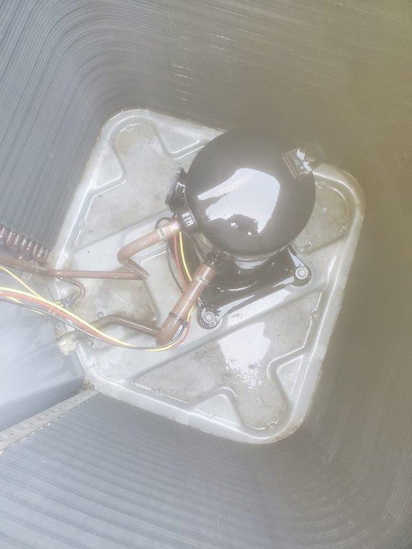 Completed routine cooling system maintenance and tune-up on residential HVAC unit during scheduled evening appointment. Performed comprehensive inspection of outdoor condenser unit, including refrigerant line examination, electrical connections, and condensate drainage system with reversing valve assembly. System tested and confirmed operating properly with all components functioning within normal parameters.