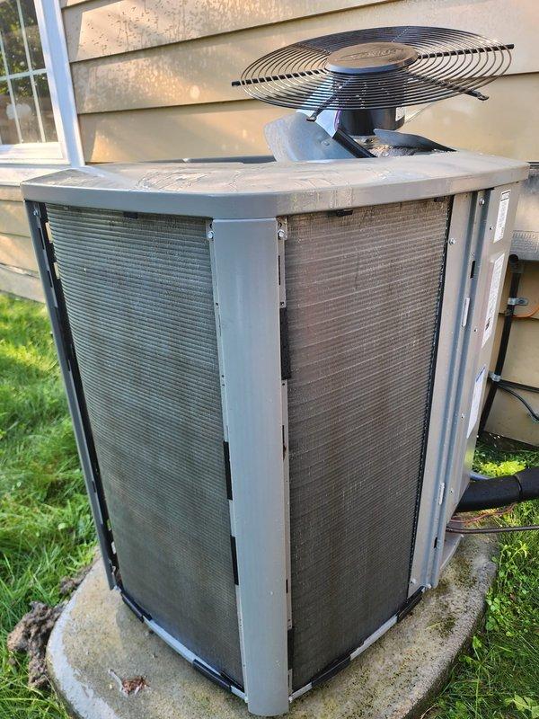 Completed preventive maintenance on residential York air conditioning system. Performed comprehensive inspection of outdoor condenser unit including compressor, refrigerant lines, electrical connections, and fan assembly. All components found operating within normal parameters with no deficiencies noted.