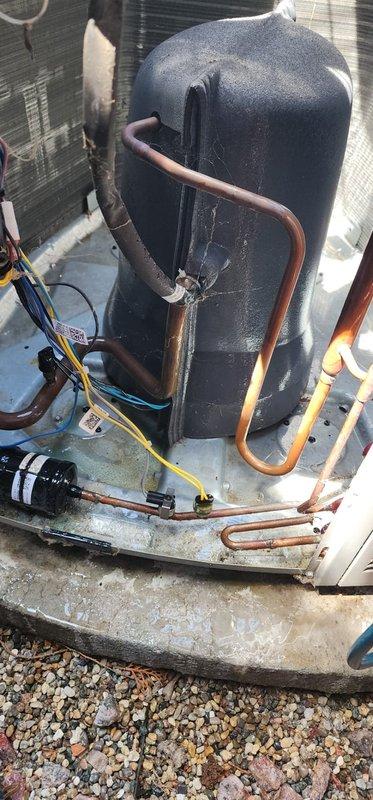 Completed preventive maintenance tune-up on two 8-year-old outdoor AC units. Inspected compressors, refrigerant lines, electrical connections, and capacitors on both systems. All copper piping, wiring harnesses, and mounting hardware examined and found in operational condition with normal weathering for age. Systems tested and confirmed operational.