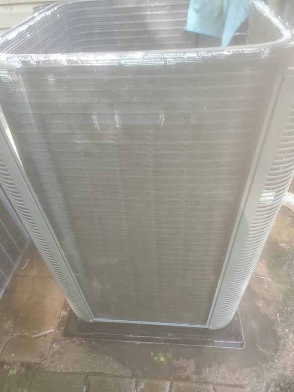 Completed scheduled preventive maintenance on residential air conditioning system under Worry Free Service Agreement. Inspected and serviced both indoor compressor unit with copper refrigerant lines and electrical connections, and outdoor condenser unit with coil fins and louvers. All components found operating within normal parameters with no deficiencies noted during routine cooling season maintenance inspection.