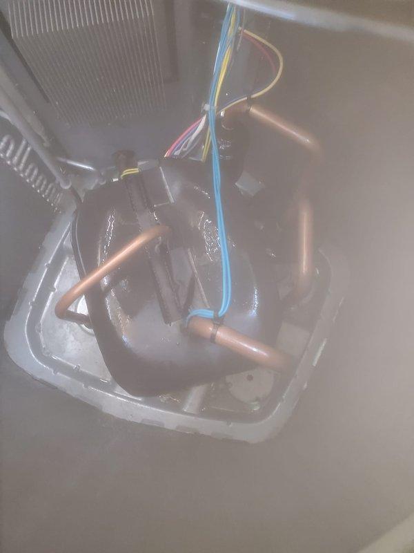 Completed comprehensive cooling season maintenance inspection on residential air conditioning system. Inspected and documented V-shaped air filter assembly with dual pleated panels in proper operating condition, examined refrigerant line connections, electrical wiring harness, and evaporator coil assembly for proper operation and system integrity. All components found functioning within normal parameters with no immediate service concerns identified.