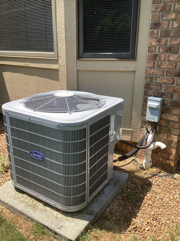 Completed comprehensive HVAC system evaluation for residential property to provide replacement estimate options. Existing system consists of Carrier outdoor condenser unit installed on concrete pad with proper electrical disconnect, paired with indoor air handler and Space-Gard air filtration system in basement. Technician documented current equipment condition, configuration, and installation setup including ductwork connections, condensate drainage, and electrical service to prepare accurate replacement proposals, as customer has been informed of pending repairs and wishes to evaluate full system replacement versus continued repair approach before peak cooling season demands.
