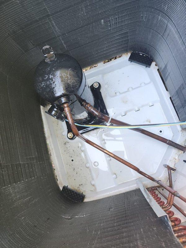 Completed comprehensive AC tune-up on residential condensing unit. Performed full system inspection including condenser coil cleaning, refrigerant line assessment, and drain pan evaluation. Unit operating within normal parameters with no immediate repairs required at time of service.