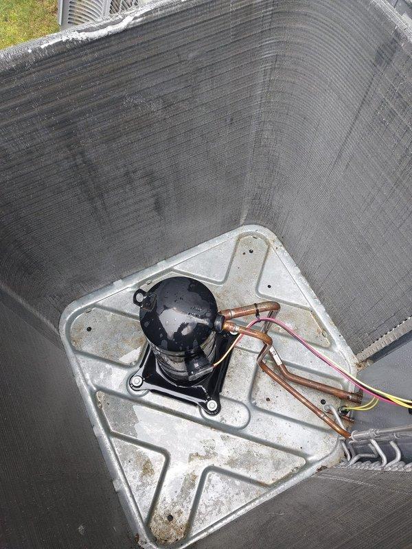 Completed comprehensive generator and air conditioning maintenance service under Worry Free Service Agreement. Performed full system inspection of outdoor condensing unit, including examination of compressor assembly, refrigerant lines, electrical connections, and condenser coil condition. All components found operating within normal parameters with coils showing minimal debris accumulation and copper refrigerant lines intact without visible leaks.