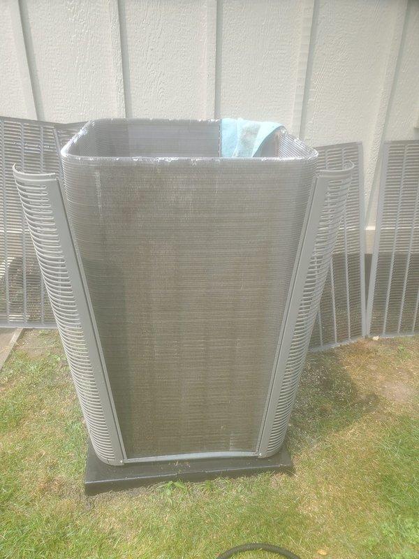 Completed routine cooling system maintenance on residential split-system air conditioning unit. Inspected outdoor condenser unit and indoor evaporator coil assembly, both found in good operating condition with no visible damage or deterioration. Demonstrated proper air filter replacement procedure to homeowner and provided additional replacement filter per customer request.